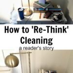 A Reader Shares How She 'Re-Thinks' about Cleaning Declutter Nightstand before and after at ASlobComesClean.com