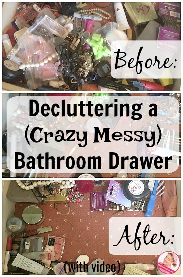 Decluttering a Bathroom Drawer with Video Showing How to Declutter a Crazy Mess at ASlobComesClean.com