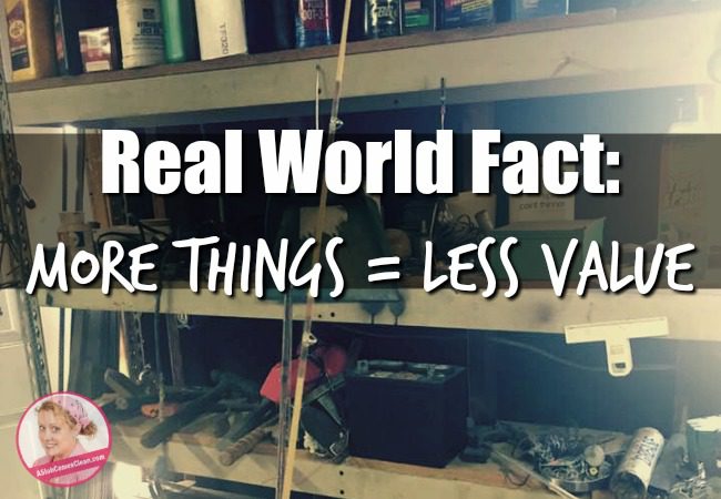 Real World Fact More Things Less Value Decluttering Life Stuff at ASlobComesClean.com