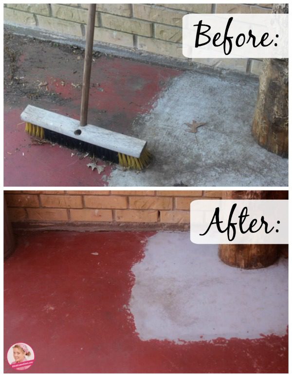 Pressure Washing the Patio Before and After at ASlobComesClean.com