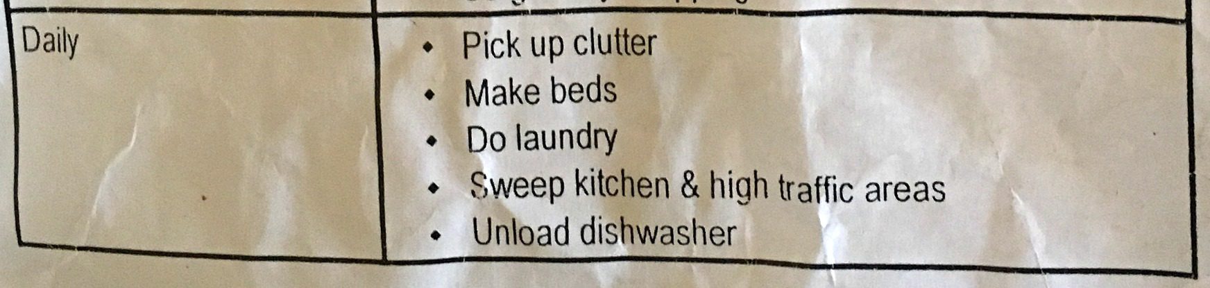 daily cleaning list non-negotiables at ASlobComesClean.com