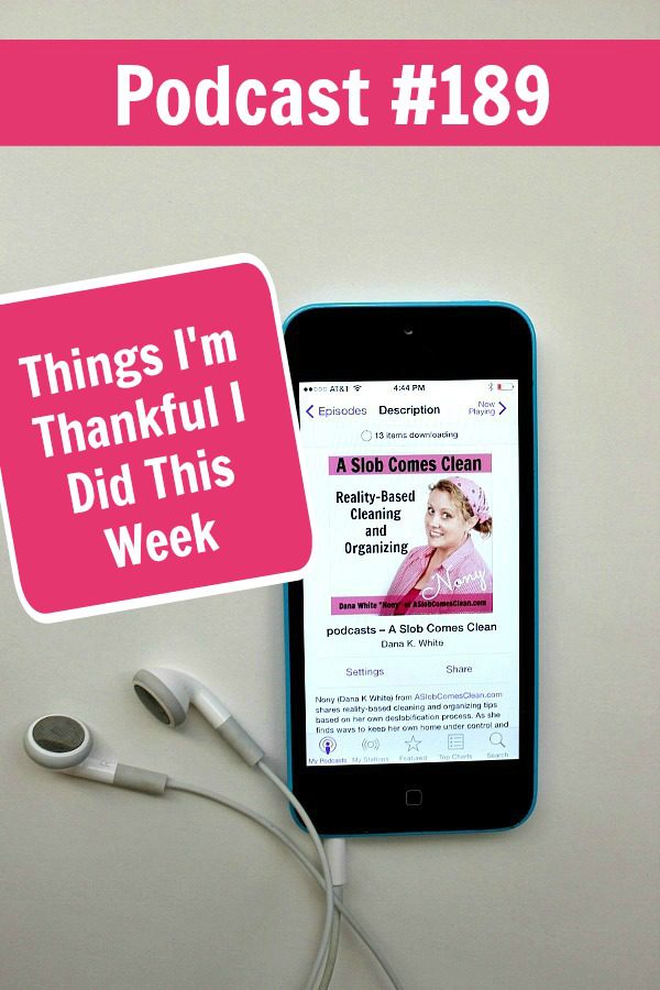 Podcast 189 Things I'm Thankful I Did This Week at ASlobComesclean.com pin