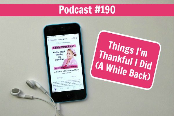 podcast 190 Things I'm Thankful I Did A While Back at ASlobcomesClean.com fb