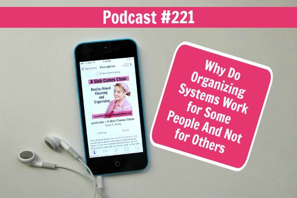 podcast 221 Why Do Organizing Systems Work for Some People And Not for Others at ASlobComesClean.com