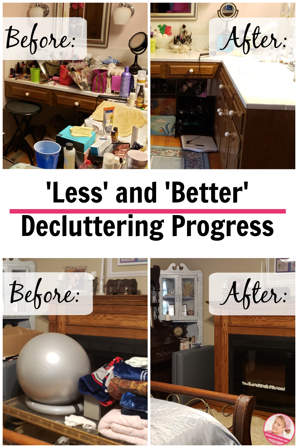 before after less better decluttering progress at aslobcomesclean.com