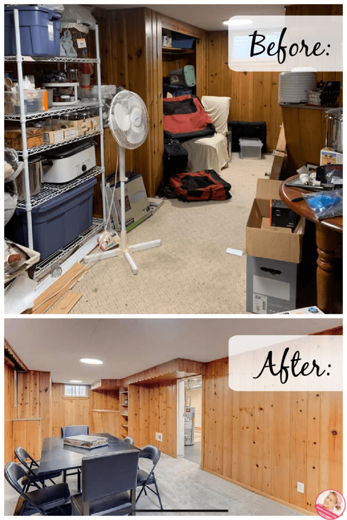 decluttering for a move before after basement at aslobcomesclean.com