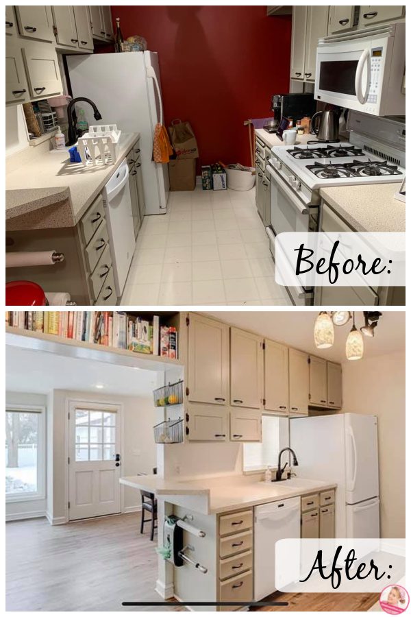 decluttering for a move before after kitchen at aslobcomesclean.com